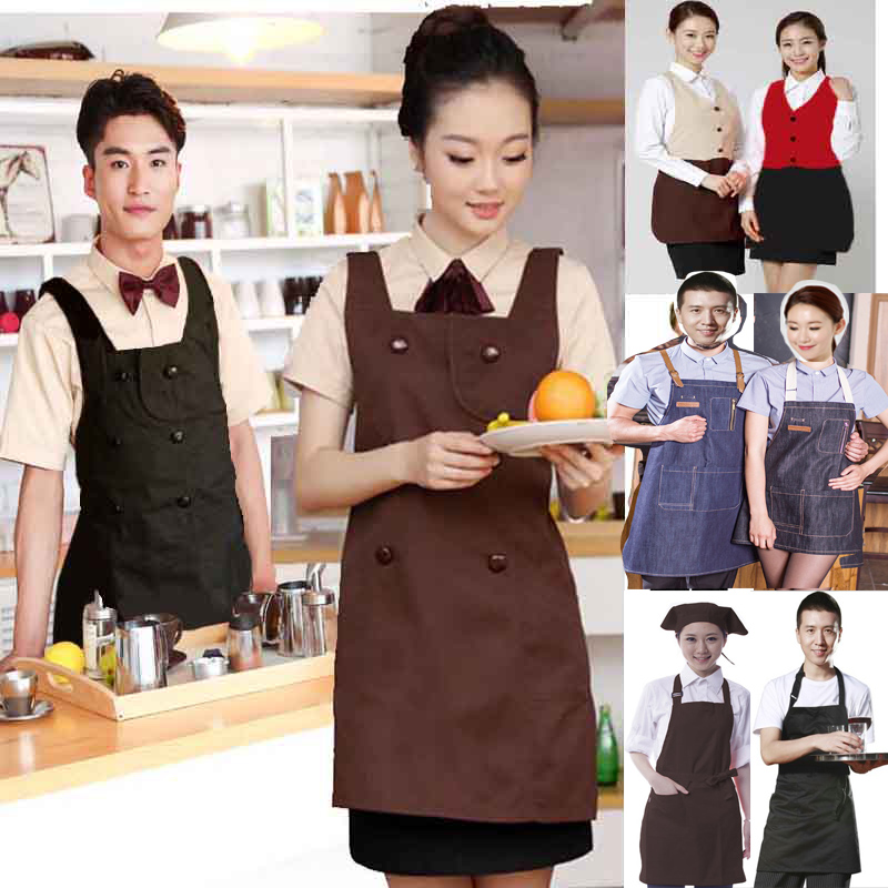 韓版時尚的西餐廳奶茶店營業員工作服圍裙圖片